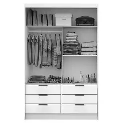 Guarda Roupa Sevilha Solteiro Com Espelho 2 Portas 6 Gavetas Carioca Interno