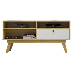 Rack Houston para TV ate 50 Polegadas 1 Porta Valdemoveis Cinamomo Off White