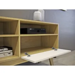 Rack Houston para TV ate 50 Polegadas 1 Porta Valdemoveis Cinamomo Off White Detalhe