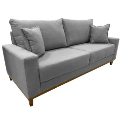 Sofa Grecia em Linho 4 Lugares Pe Madeira 212cm Aifos Cinza
