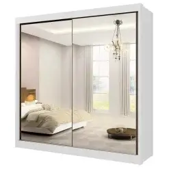 Guarda Roupa Las Vegas Casal Todo Espelhado 2 Portas 6 Gavetas D Doro Branco