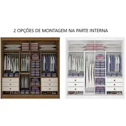 Guarda Roupa Las Vegas Casal Todo Espelhado 2 Portas 6 Gavetas D Doro Interno