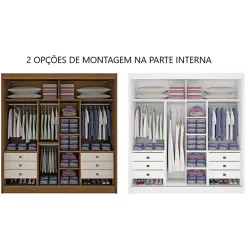 Guarda Roupa Las Vegas Casal Todo Espelhado 2 Portas 6 Gavetas D Doro Interno