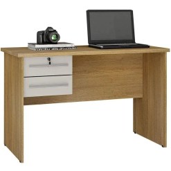Mesa De Computador Byte Escrivaninha 2 Gavetas Cinamomo Off White