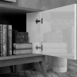 Rack Legacy para Tv ate 65 Polegadas EDN Moveis Off White Cedro Detalhe Porta