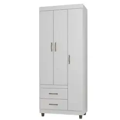 Guarda Roupa 2232 Solteiro 3 Portas 2 Gavetas Araplac Branco