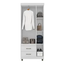 Guarda Roupa 2232 Solteiro 3 Portas 2 Gavetas Araplac Interno