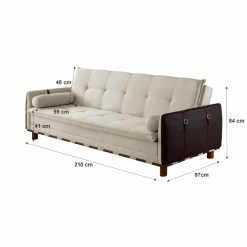 Sofa Cama Casal 4 Lugares Berlim 210cm HR Movelaria Medidas