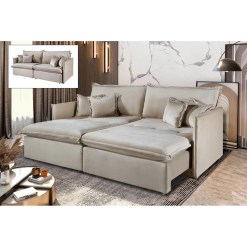 Sofa Cama Milano em Veludo Casal Retratil e Reclinavel 4 Lugares e 4 Almofadas 220cm Aifos