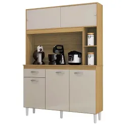 Armario de Cozinha Duda 120cm 5 Portas 1 Gaveta Poquema Damasco Off White