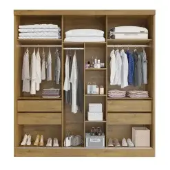 Guarda Roupa Capri Casal 3 Portas de Correr com Espelho Interno