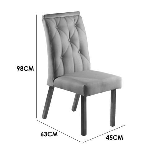 Mesa de Jantar Jasmim com 4 Cadeiras 120x80cm HR Mel Off White Medidas Cadeira