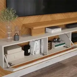 Painel Saquarema para TV ate 65 Polegadas Permobili Nature Off White Detalhe