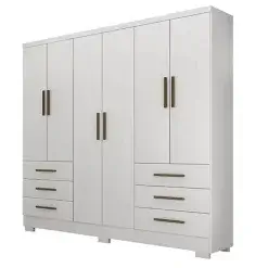 Guarda Roupa Encant Sem Espelho Casal 6 Portas 6 Gavetas Novo Horizonte Branco