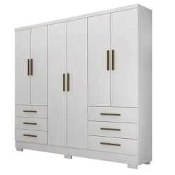 Guarda Roupa Encant Sem Espelho Casal 6 Portas 6 Gavetas Novo Horizonte Branco