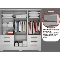 Guarda Roupa Encant Sem Espelho Casal 6 Portas 6 Gavetas Novo Horizonte Detalhe