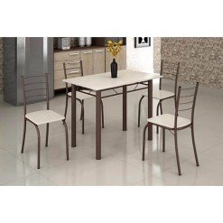 Mesa Rio Tampo Granito 100x60cm com 4 Cadeiras Teixeira