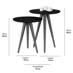 Conjunto 8003 Mesa de Apoio e Lateral Redonda Pes Palito JB Bechara Medidas