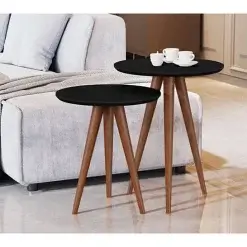 Conjunto 8003 Mesa de Apoio e Lateral Redonda Pes Palito JB Bechara Preto