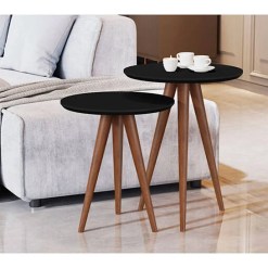 Conjunto 8003 Mesa de Apoio e Lateral Redonda Pes Palito JB Bechara Preto