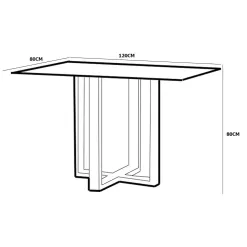 Mesa de Jantar Atlas 120x80cm com 4 Cadeiras Art Assentos Medidas Mesa
