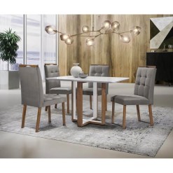 Mesa de Jantar Atlas 120x80cm 4 Cadeiras Art Assentos
