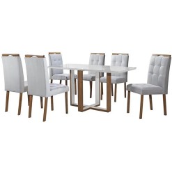 Mesa de Jantar Atlas 160x80cm com 6 Cadeiras Art Assentos