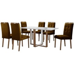 Mesa De Jantar Atlas 160x80cm Com 6 Cadeiras Art Marrom