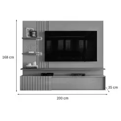 Painel Atena para TV ate 65 Polegadas com LED Ripado 3 Portas Madetec Medidas