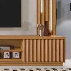 Estante Arezzo Home para TV ate 75 Polegadas 2 Portas com LED Mavaular Detalhe Porta