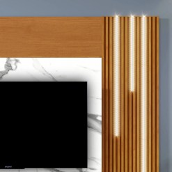 Estante Siena Home para TV ate 59 Polegadas 2 Portas com LED Mavaular Naturalle BP Carrara Detalhe