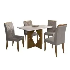 Mesa de Jantar Madrid com 4 Cadeiras California Minas Plac
