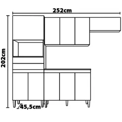 Cozinha Completa Livia 4 Pecas 11 Portas 2 Gavetas CHF Medidas