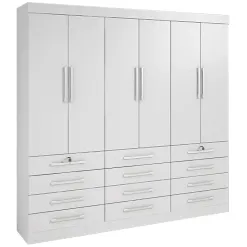 Guarda Roupa Monaco Casal 6 Portas 12 Gavetas Branco