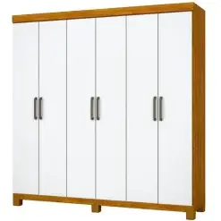 Guarda Roupa Recife Casal 6 Portas 2 Gavetas Carioca Cinamomo Branco