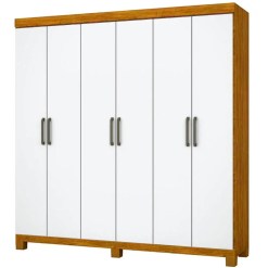 Guarda Roupa Recife Casal 6 Portas 2 Gavetas Carioca Cinamomo Branco