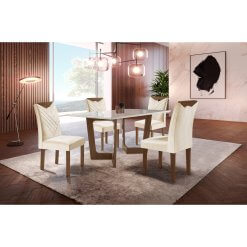 Mesa de Jantar Dubai 120x80cm com 4 Cadeiras Oxford Cel Moveis