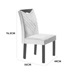 Mesa de Jantar Dubai 120x80cm com 4 Cadeiras Oxford Cel Moveis Chocolate Off White Medidas Cadeira