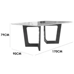 Mesa de Jantar Dubai 170x90cm com 6 Cadeiras Oxford Cel Moveis Medidas Mesa