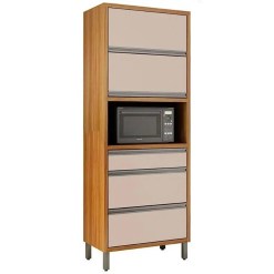 Paneleiro Jade 3 Portas 2 Gavetas e Nicho para Micro ondas CHF Carvalho Off White