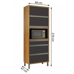 Paneleiro Jade 3 Portas 2 Gavetas e Nicho para Micro ondas CHF Medidas