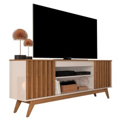 Rack Malibu para TV ate 60 Polegadas 2 Portas Germai Off White Freijo