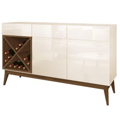 Buffet Chandon Aparador 2 Portas 3 Gavetas com Adega Off White Cedro