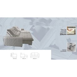 Sofa 2155 4 Lugares em Linho com Molas Ensacadas Retratil e Reclinavel 250cm LE Medidas