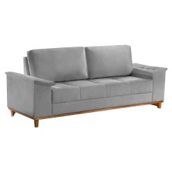 Sofa Orion 4 Lugares em Linho com Almofadas Soltas 210cm Trevo Cinza