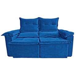 Sofa Pequim 2 Lugares Retratil e Reclinavel 180cm Tecido Suede Uniao Azul
