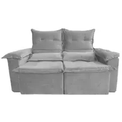 Sofa Pequim 2 Lugares Retratil e Reclinavel 180cm Tecido Suede Uniao Cinza
