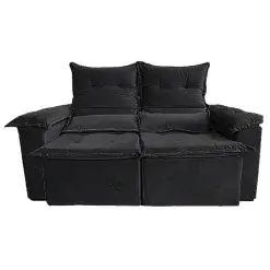 Sofa Pequim 2 Lugares Retratil e Reclinavel 180cm Tecido Suede Uniao Preto