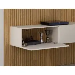 Painel Curitiba Com Nicho 179cm para TV ate 70 Polegadas Valdemoveis Cinamomo Off White Interno