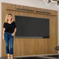 Painel Curitiba Sem Nicho 224cm para TV ate 75 Polegadas Valdemoveis Cinamomo Sem Led Escala